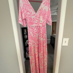 Lilly Pulitzer Pink and White Floral Maxi Dress NWT